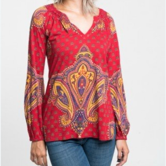 Lucky Brand Red Paisley Blouse - Picture 6 of 6